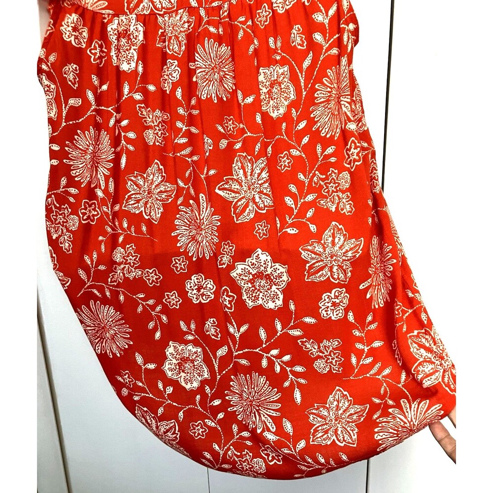 Sonoma Flutter Sleeve Lightweight Blouse Orangy Red & White Floral Size 0X - Picture 8 of 9